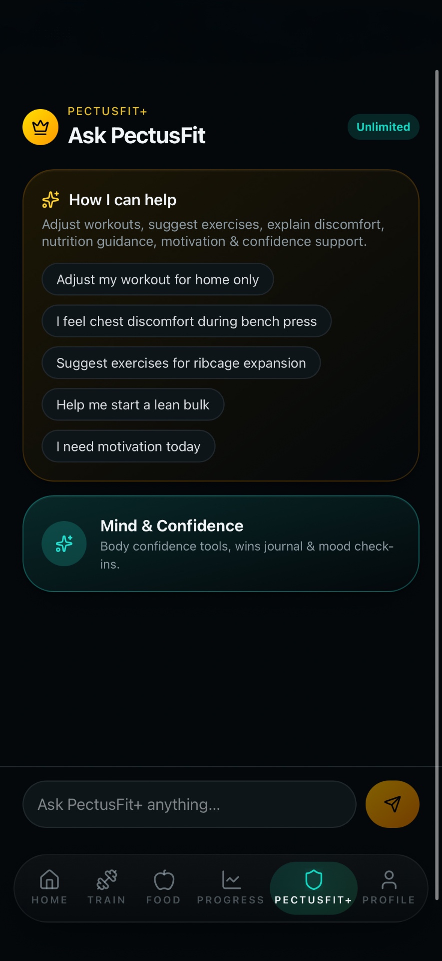 PectusFit smart support answering Pectus Excavatum training and posture questions
