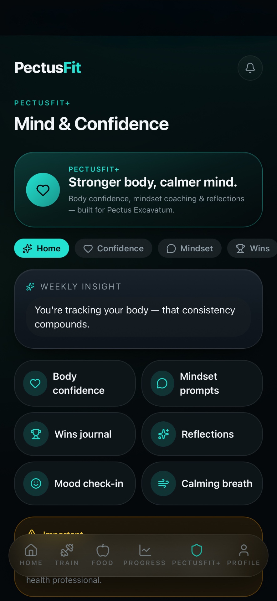 PectusFit confidence and mindset tools for people living with Pectus Excavatum